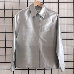 Emanuel Ungaro Silver Shantung Silk Blouse
